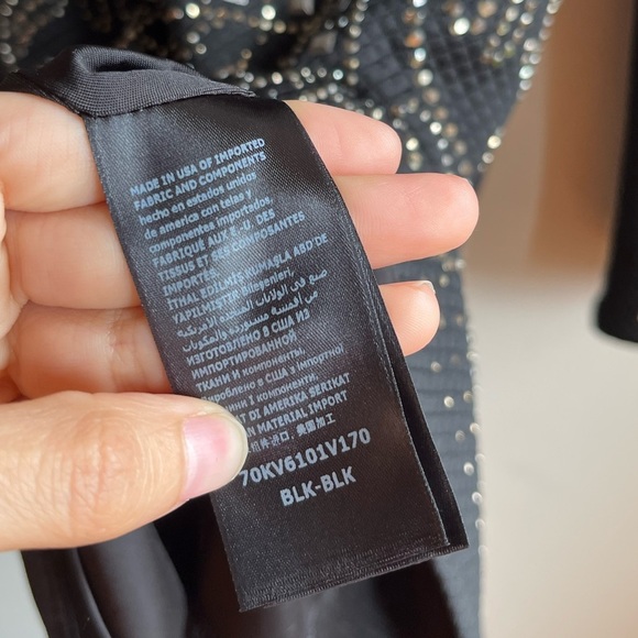 Bebe Long sleeved Mock-neck Studded Black Embellished Dress - Picture 8 of 10